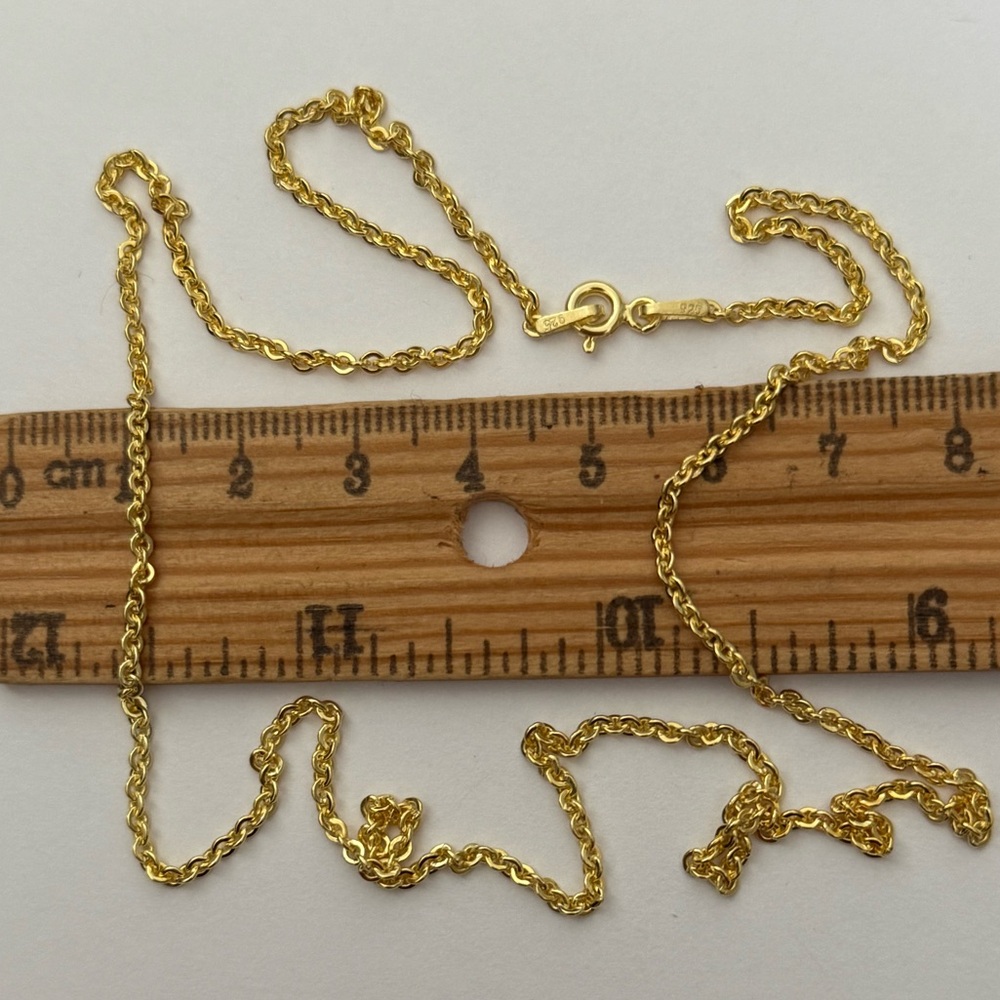 925 Silver 21.75” 2mm necklace link chain 18k yellow gold plated unisex